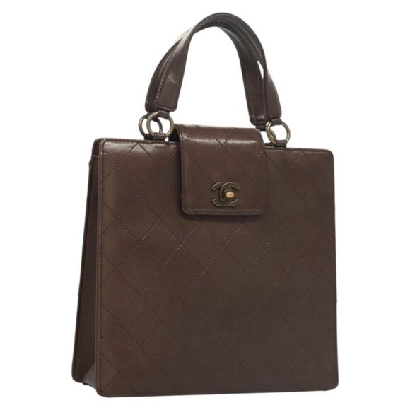 CHANEL Matelasse Hand Bag Leather Brown CC Auth ar13513 - Picture 1 of 16